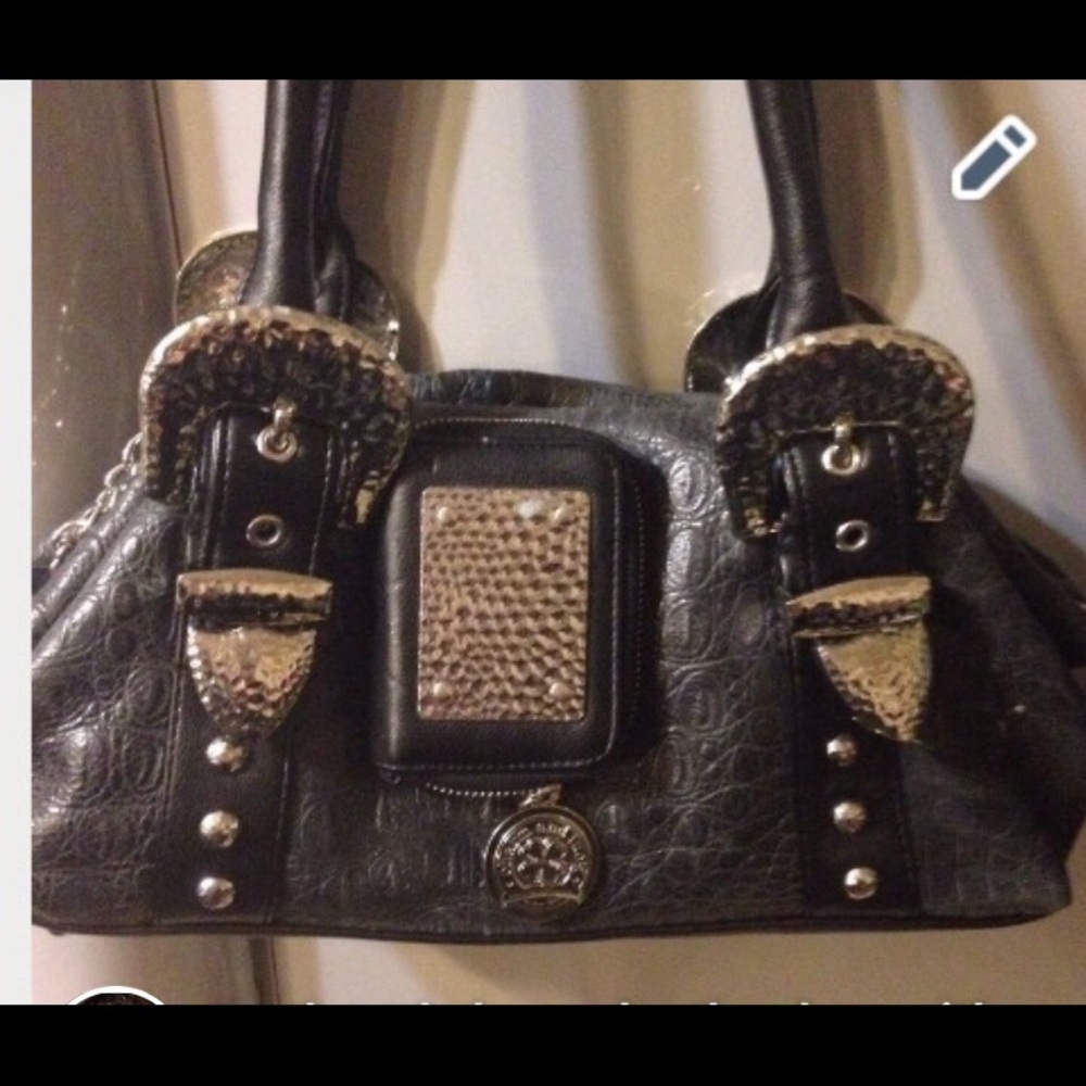 Luck and charm 
 real leather bag with wallet